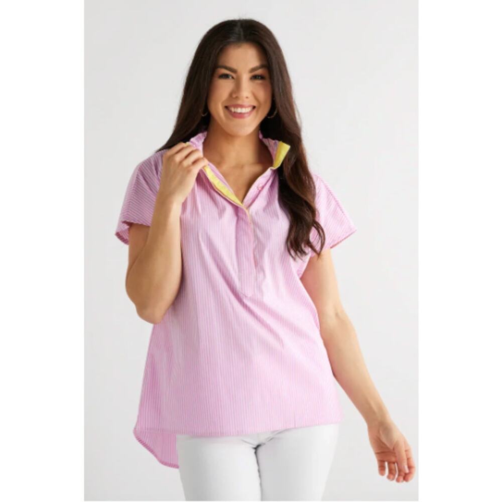 Caryn Lawn Emily Top Pink Stripe size OS one size